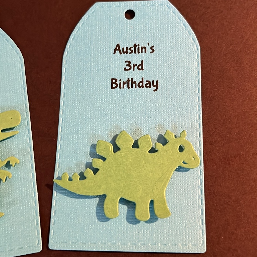 Personalized Dino favor tags. Set of 12. $10 More available. - Picture 4 of 4
